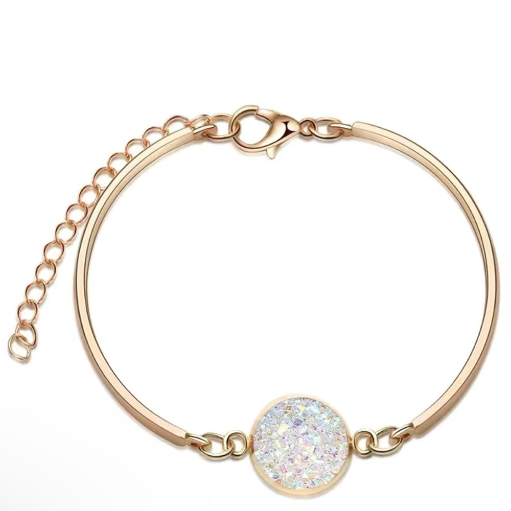 White Druzy Crystal Adjustable Bracelet